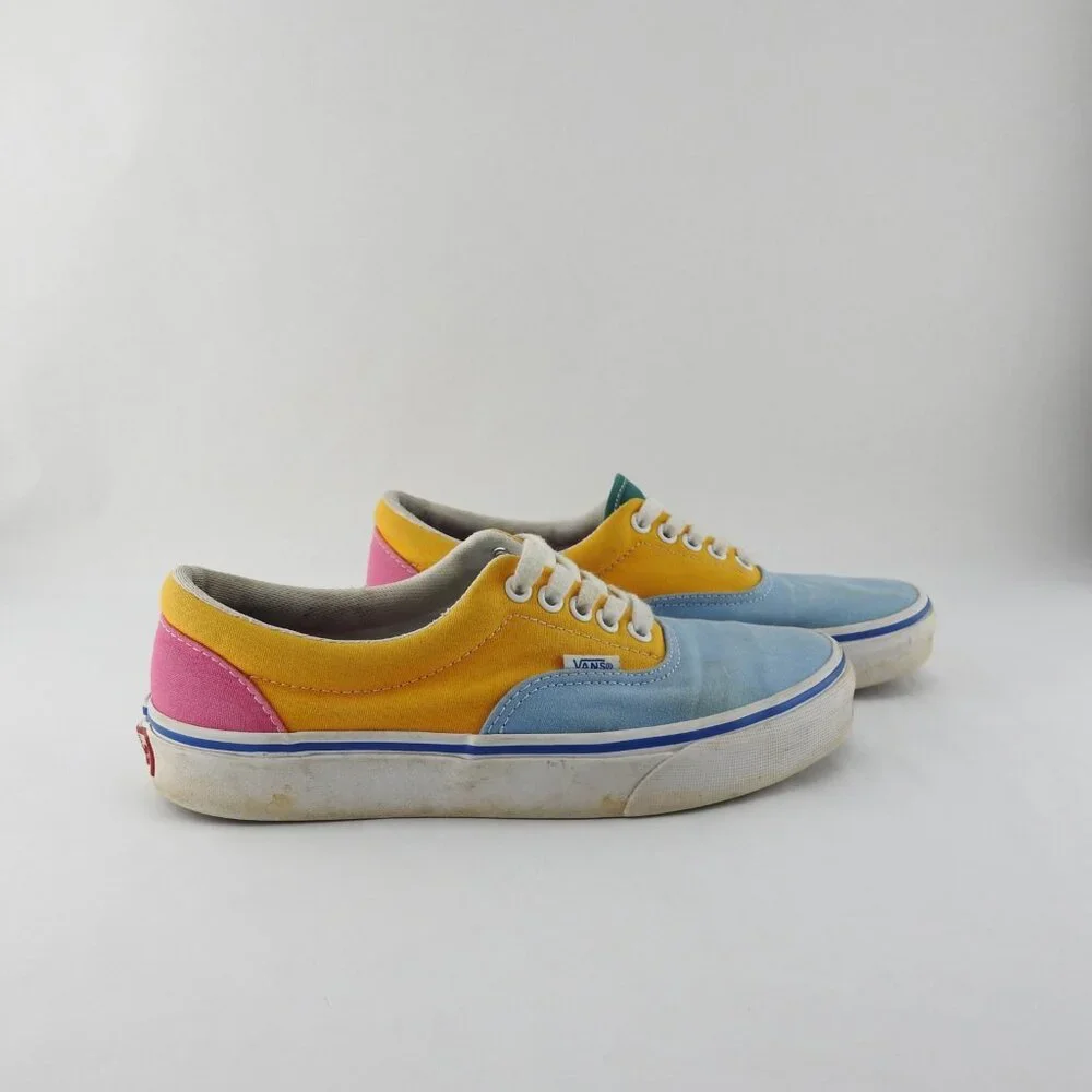 VANS  721356 Old School Shoes Sneakers Womens 8 Mens 6.5 Colorblock Canvas Blue - Picture 2 of 9